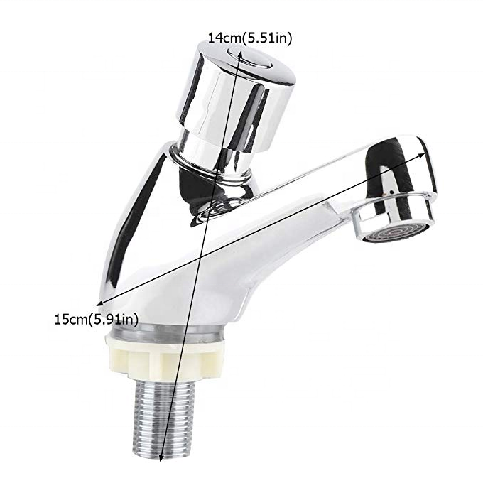 push button faucet Single Cross Handle Chrome Plated Self Closing Water Saving Time Delay push Basin Sink Tap Faucet