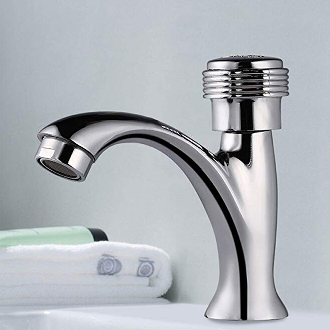 push button faucet Single Cross Handle Chrome Plated Self Closing Water Saving Time Delay push Basin Sink Tap Faucet