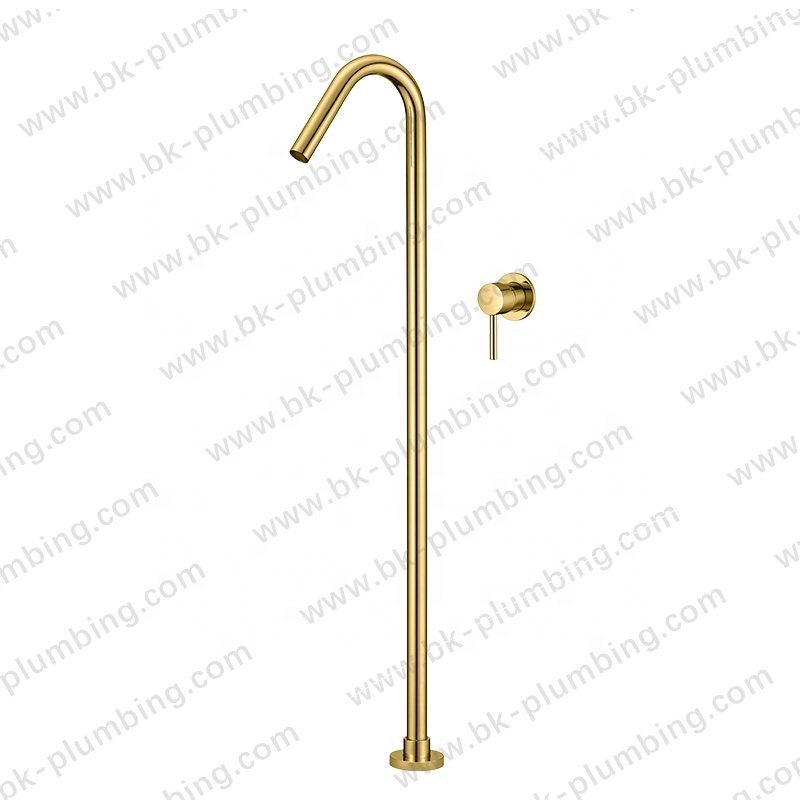 Gold Wall Mounted Taps Free Standing Basin Taps Freestanding Basin Mixer In-wall Bath Room Tub Sink Basin Faucet