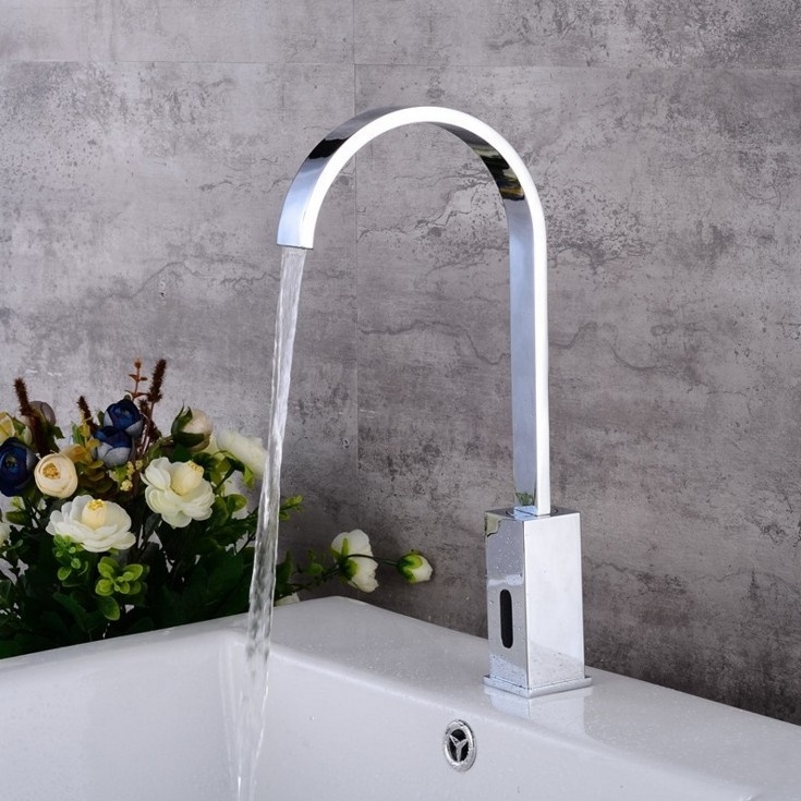 Sensor Water Saver Tap Goose Neck Wash Basin Mixer Tap Hands Free Shower Cabin Faucet 3 Way Sensor Automatic Faucet