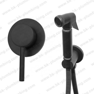 Good Quality Hot Cold Matte Black Bathroom Bidet Spray Faucet Wall Mount Brass Toilet Bidet Sprayer Set