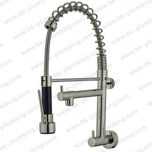 cUPC Contemporary Spring Pull-down Brushed  Wall Mounted Kitchen Faucet Popular Hot Selling Cold Kitchen Tap