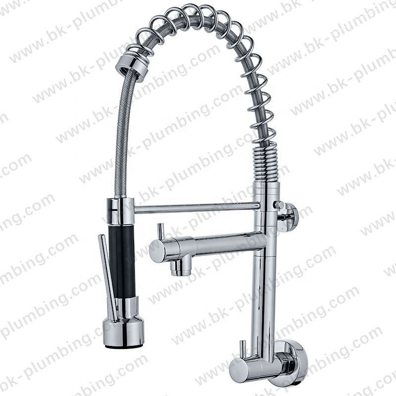 cUPC Contemporary Spring Pull-down Brushed  Wall Mounted Kitchen Faucet Popular Hot Selling Cold Kitchen Tap