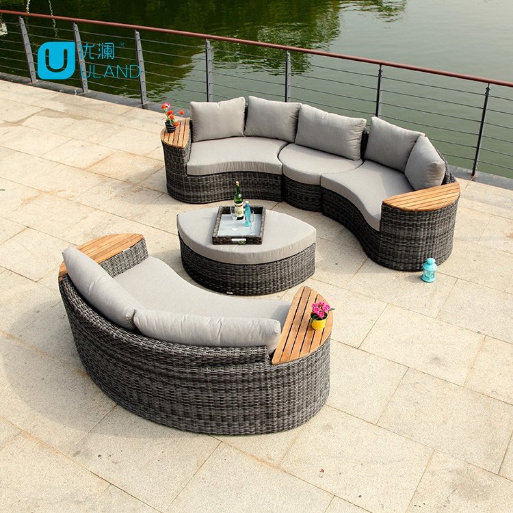 Uland Modern Garden Rattan Patio Furniture Grey Sofa Set Outdoor Multifonctionnel Outdoor Furniture Garden Sets