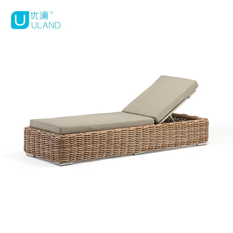 Uland Outdoor Patio Daybed Outdoor Garden Sets Pool Chair Lounger Aluminum Frame Wicker Furniture Rattan Chaise Lounge