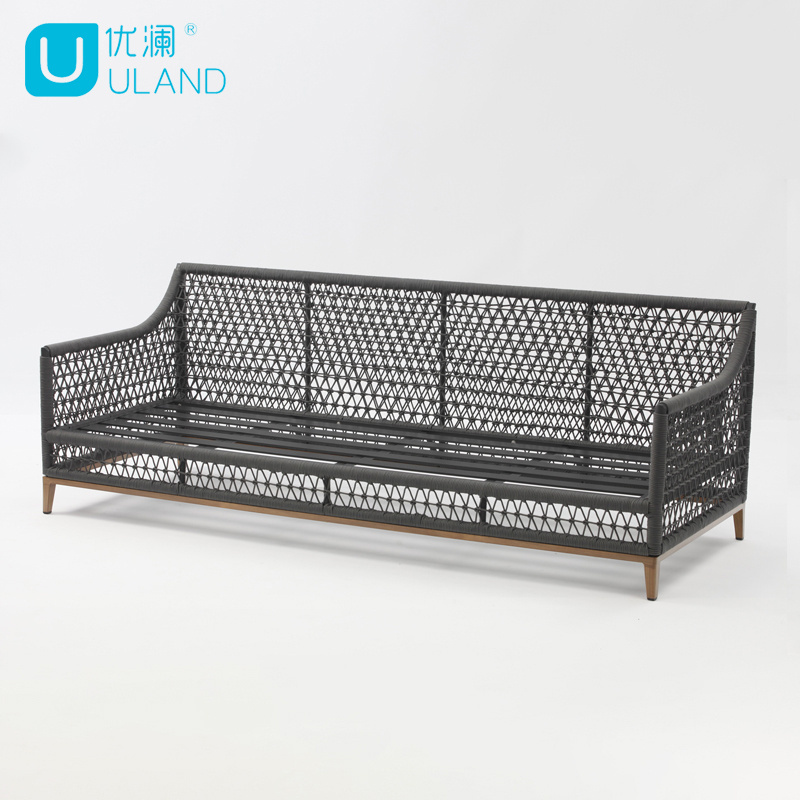 Uland Modern Sectional Garden Aluminum Black Sofa Rope Garden Furniture Outdoor Sofa Set For Patio