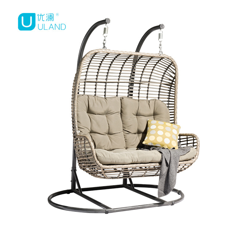 Uland Wholesale Outdoor Garden Furniture Hanging Chairs  Swing Standing Double Hanging Wicker Egg Chair