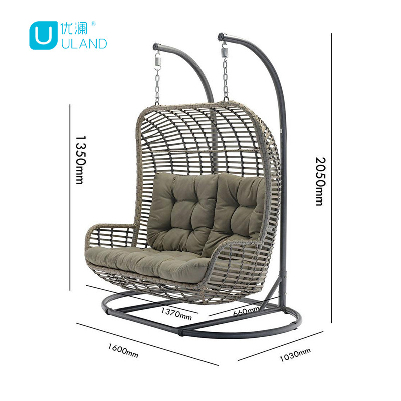 Uland Wholesale Outdoor Garden Furniture Hanging Chairs  Swing Standing Double Hanging Wicker Egg Chair