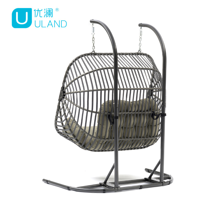 Uland High Quality Patio Garden Hotel Tropical Double Two Seater Love Seat Cane Rattan Hanging Swing