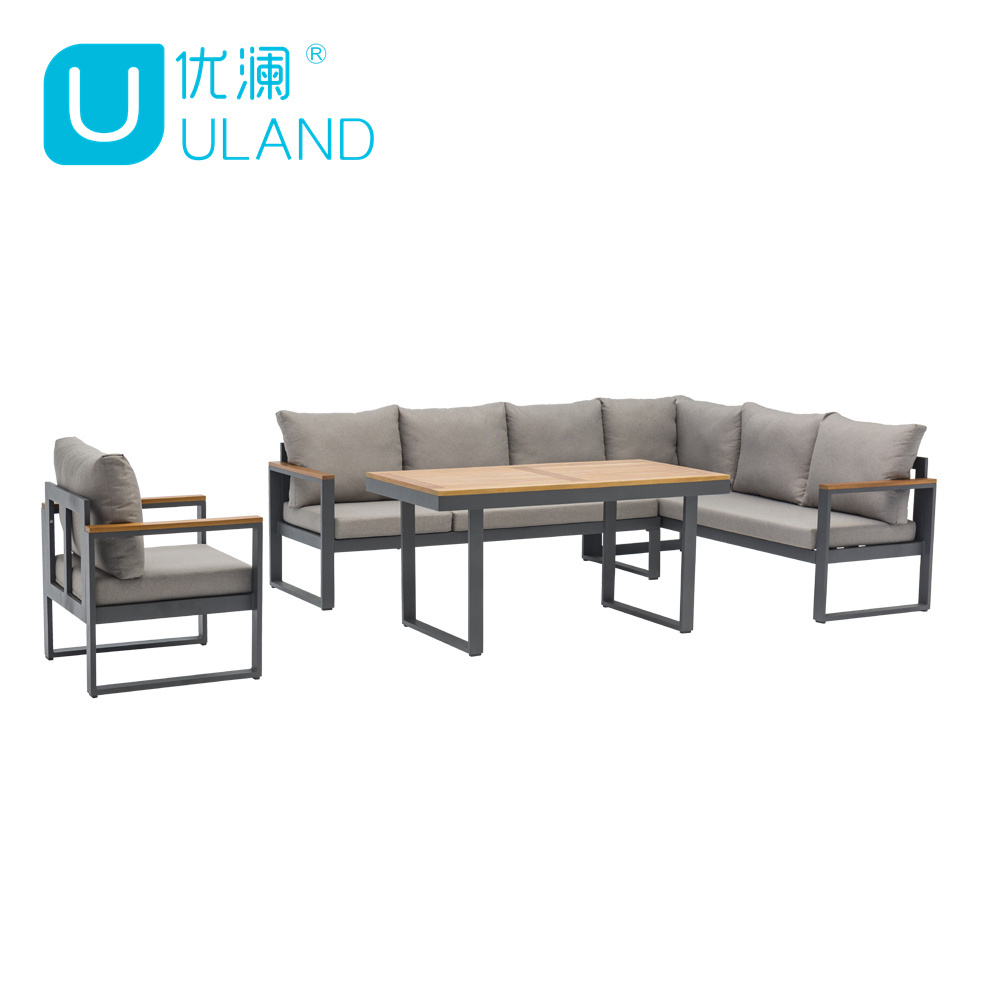 Uland New Design Luxury Solid Wood Furniture Outdoor Patio Furniture Deep Seating Sofa Set Large Garden Set