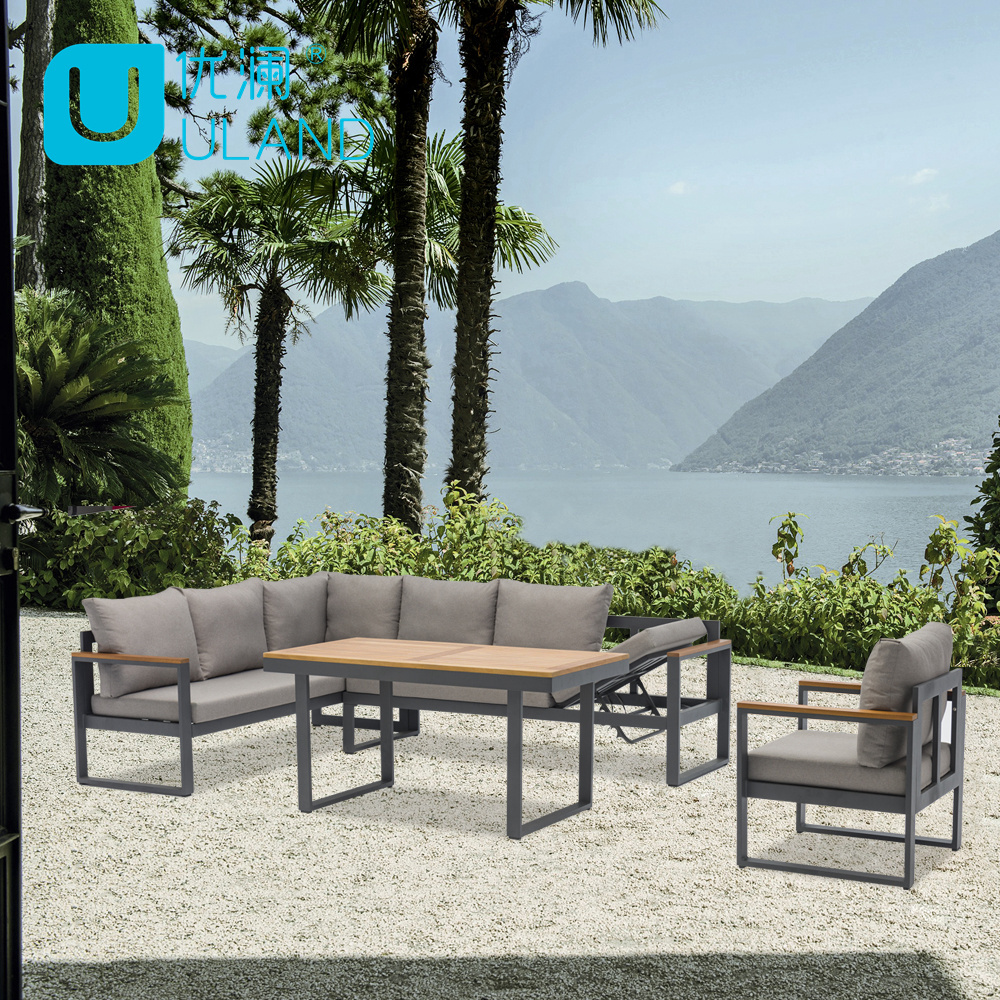 Uland New Design Luxury Solid Wood Furniture Outdoor Patio Furniture Deep Seating Sofa Set Large Garden Set