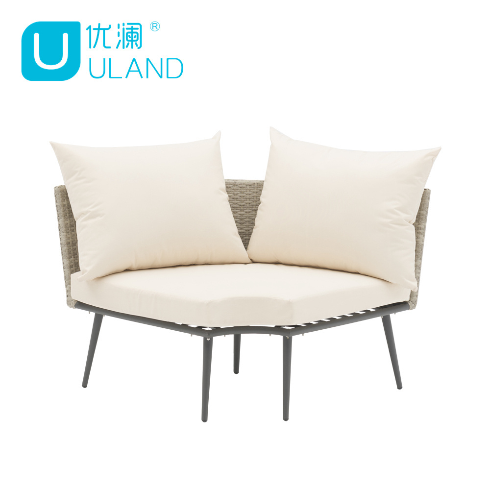 Uland Modern Grey Metal Backyard Furniture Rope Sofa Set Rattan Patio Furniture Set Wicker Outdoor Furniture