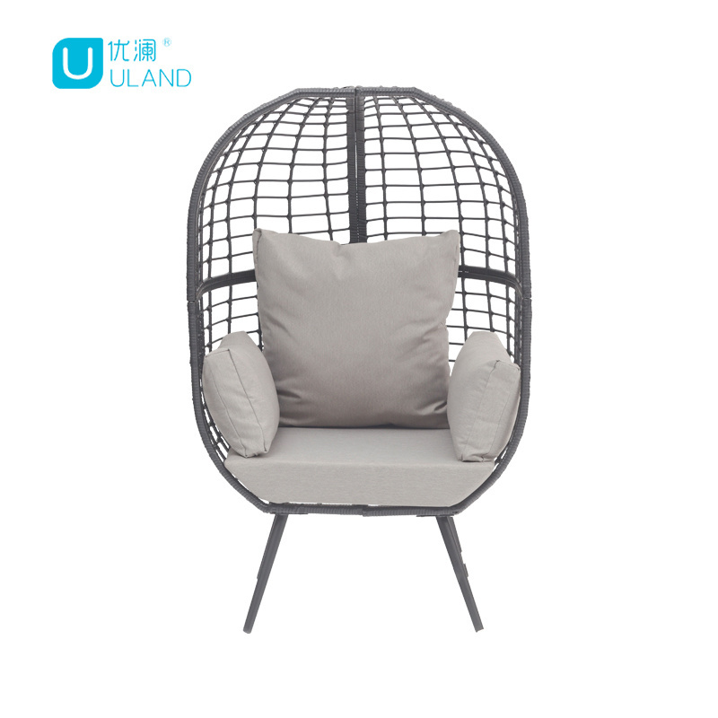 Best Choice Indoor Outdoor Balcony  Lounger Patio Brown Double Wicker Steel Egg Chair with Removable Cushions