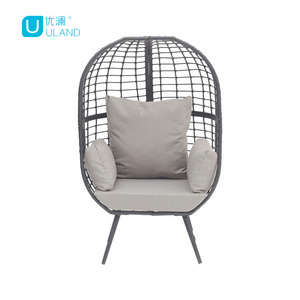 Best Choice Indoor Outdoor Balcony  Lounger Patio Brown Double Wicker Steel Egg Chair with Removable Cushions