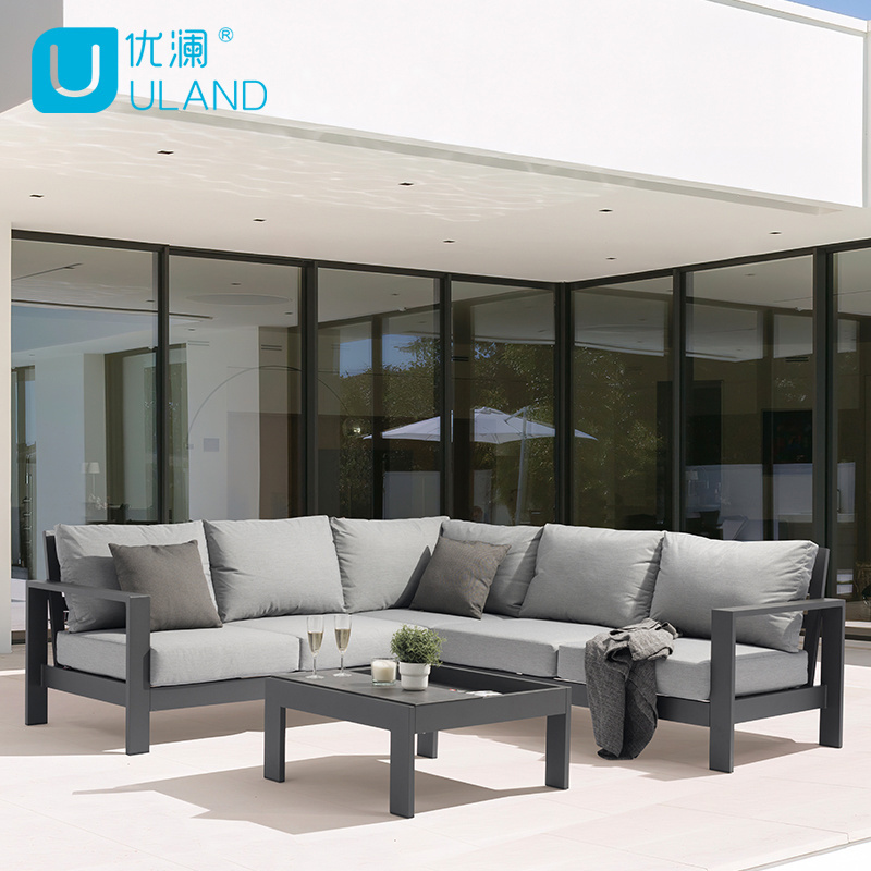 Uland Modern Furniture with Cushions Sofa Set Living Room Garden Patio Hotel Sectional L Shape Outdoor Sofa