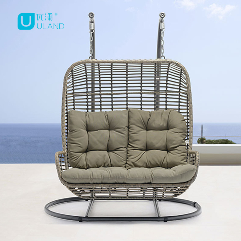 Uland  Hot Sale Balcony Swing 2 Person Hanging Chair With Stand hanging egg chair swing chair hanging