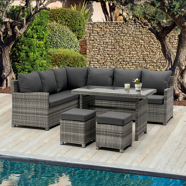 China Furniture Manufacturer Terrace outdoor furniture Gareden Rope Outdoor Leisure Sofa Set Black wicker sofa set garden sets