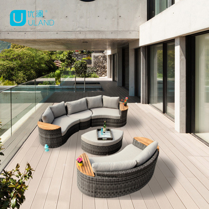 Uland Rattan Designed Outdoor Sofa Garden Furniture Set Semi Circle Rattan Wicker Sofa Outdoor Furniture Garden Sets