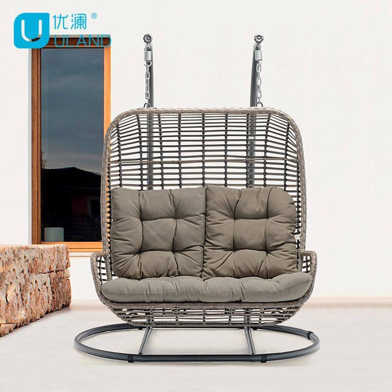 Uland  Hot Sale Balcony Swing 2 Person Hanging Chair With Stand hanging egg chair swing chair hanging