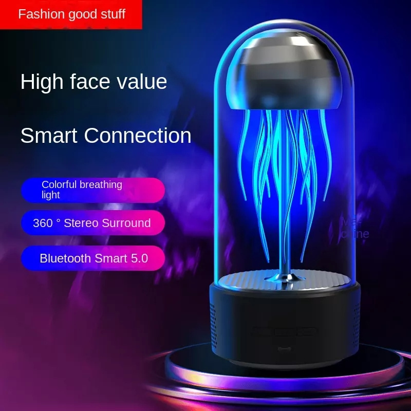 2022 New OEM Zinc HIFI BT5.0 wireless speaker with RGB Night Light Relaxing Mood Jellyfish speakers as Lamp for Christmas Gift