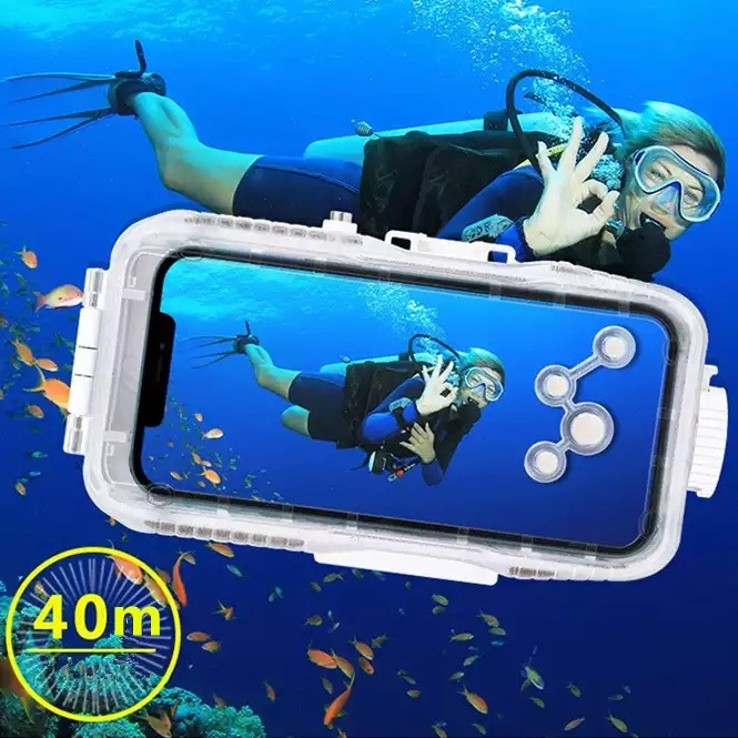 40m/130ft Waterproof Diving Case for iPhone 13 Pro Max / 12 Pro Max / 11 Pro Max, Photo Video Taking Underwater Housing Cover