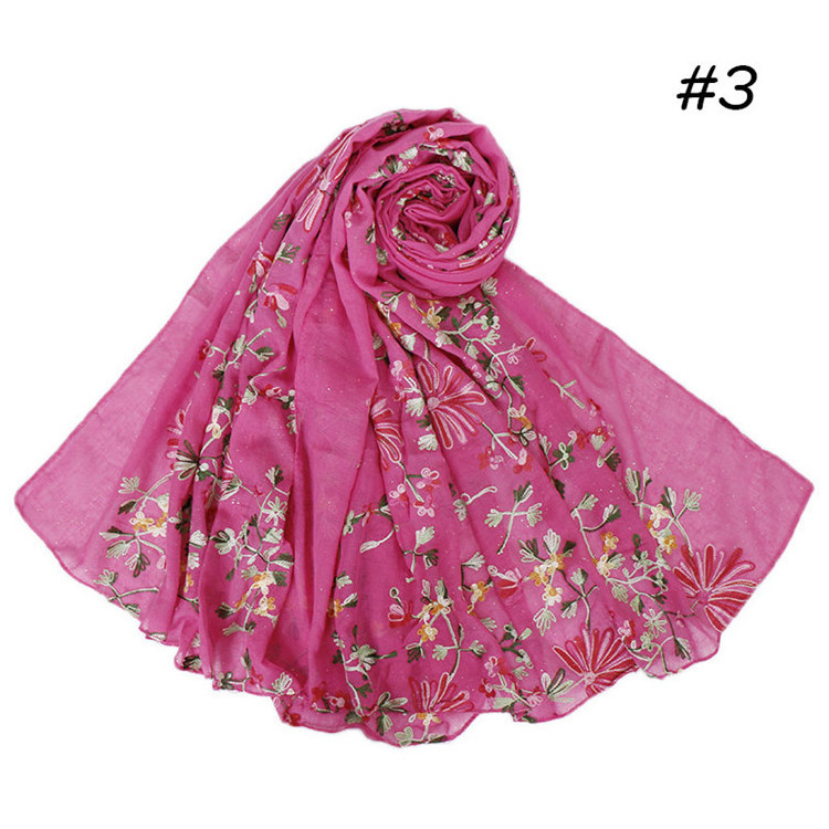 Wholesale 2024 hot products glitter scarves shawls custom floral printed long cotton scarf