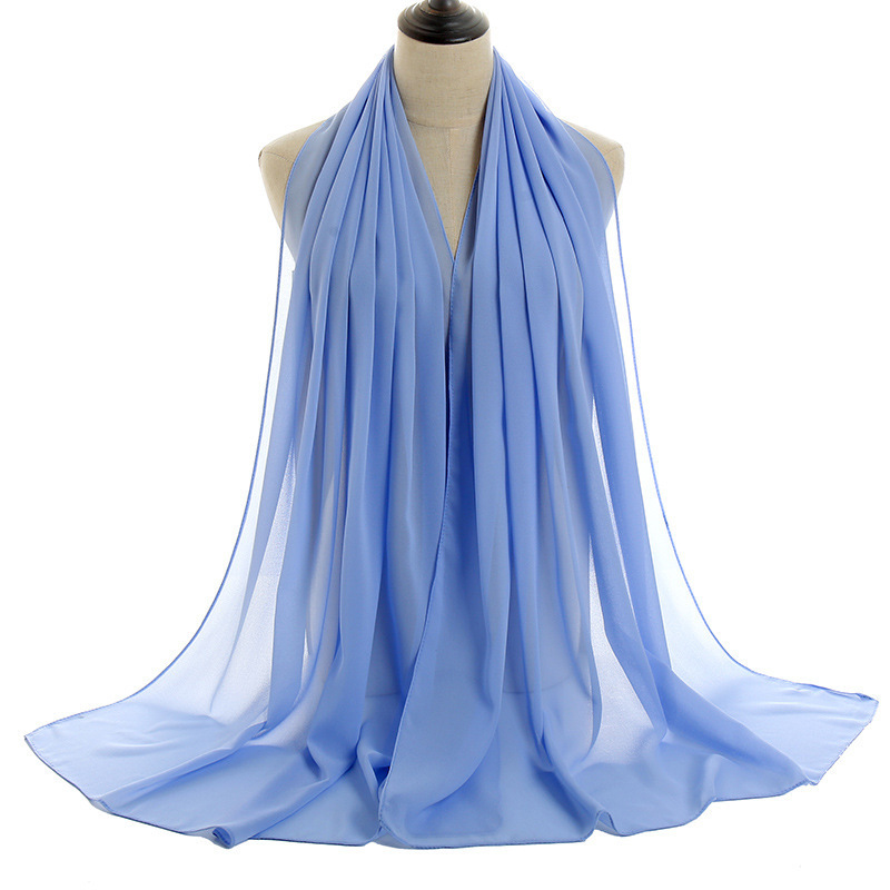 Factory wholesale Arab Dubai Muslim Plain chiffon scarf hijab women Malaysia head wrap scarf hijab