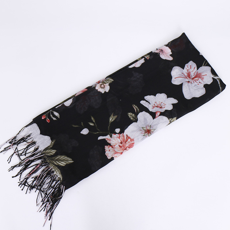 2024 women Custom printing New fashion wholesale women floral viscose hijab shawl cotton printed scarves