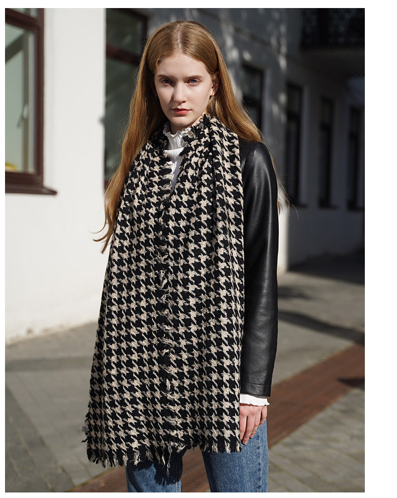 2024 autumn and winter women's cashmere stole scarf Korean style double-sided houndstooth warm shawl poncho