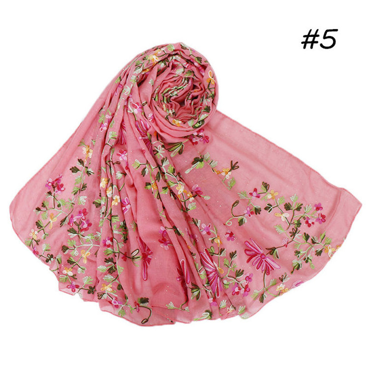 Wholesale 2024 hot products glitter scarves shawls custom floral printed long cotton scarf