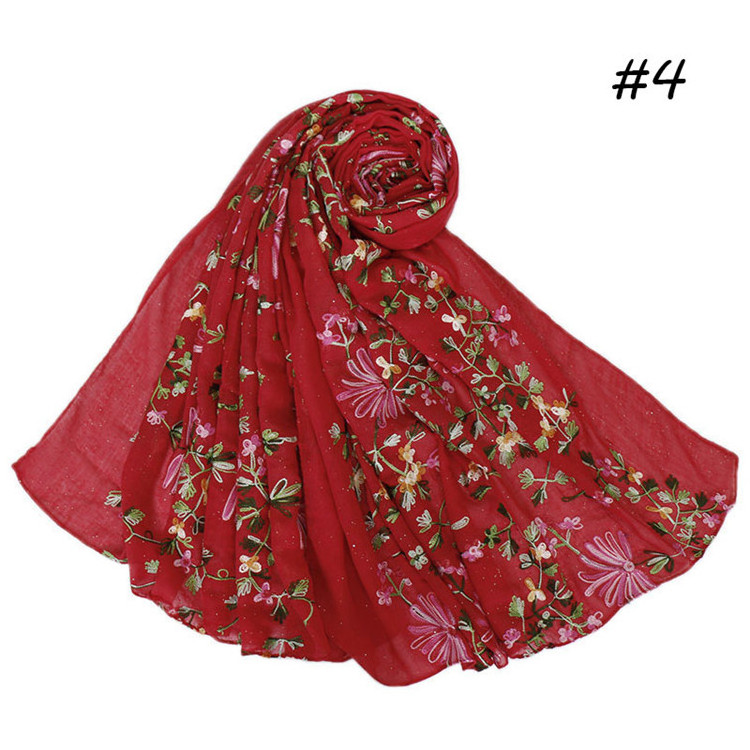 Wholesale 2024 hot products glitter scarves shawls custom floral printed long cotton scarf