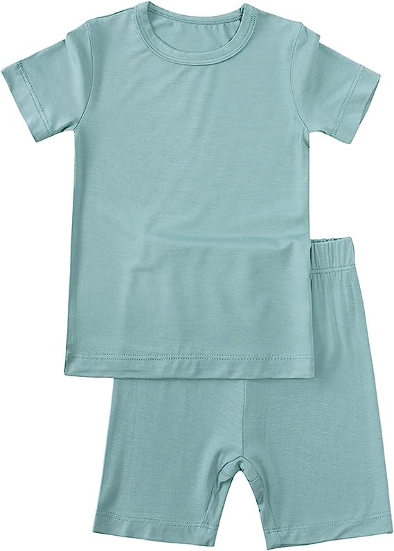 BKD  Toddler Kids Girls Boys Sleepwear Pajamas Short Soft Shirring Cool Summer Viscose Pjs 2pcs Set 6M-12Y