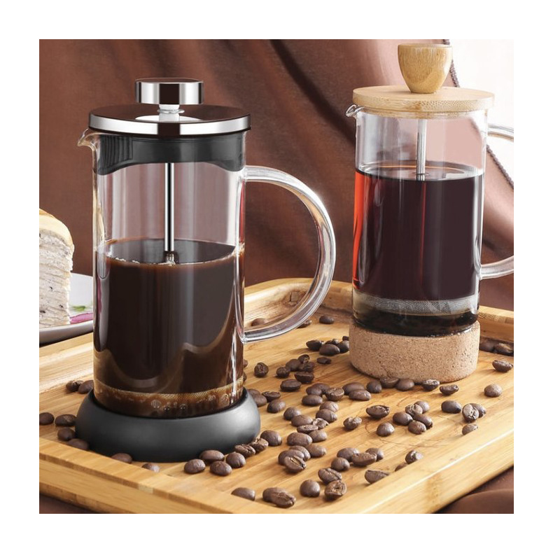 Borosilicate 1000 ml tea design coffee pot with bamboo glass maker french coffee press