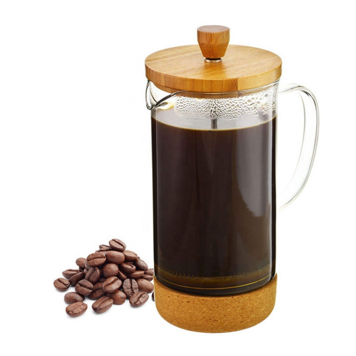 Borosilicate 1000 ml tea design coffee pot with bamboo glass maker french coffee press