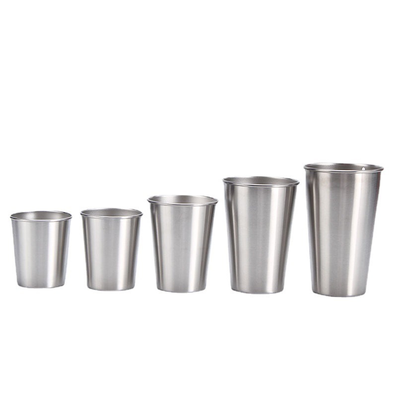 Wholesale High Grade Bar Beer Single Wall Stackable Tumbler 304 Stainless Steel Custom Metal Shot Glass Mug Pint Cups