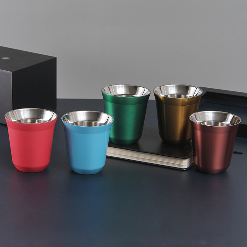 Custom printing 304 Stainless Steel Insulated  Double Wall Thermally Mini Espresso Coffee Cups