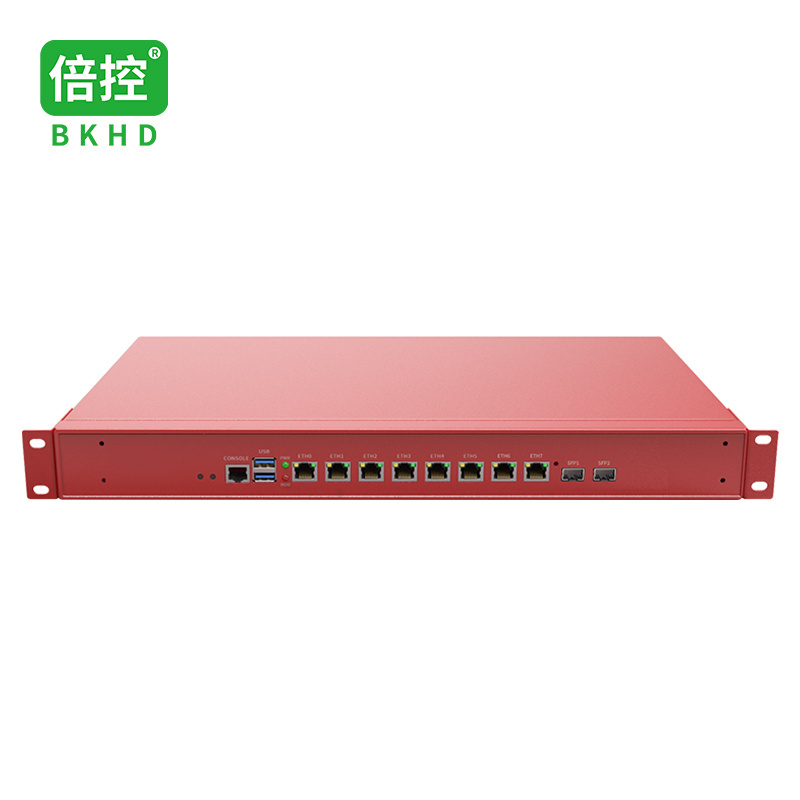 BKHD Rackmount Firewall 3rd Gen Core i3 3110M with 8x1GbE Onboard 2x1G SFP Commercial Network Security Management 989 Red 8L2F