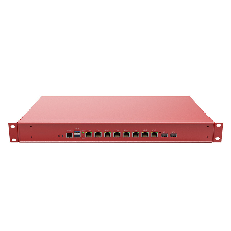 BKHD Rackmount Firewall 3rd Gen Core i7-3520M with 8x1GbE Onboard 2x1G SFP Commercial Network Security Management 989 Red 8L2F