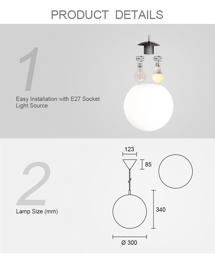 Modern Pendant Lamp Luxurious Glass Ball Lampshade led chandelier Fixtures For Dining Room Bedroom Decoration Lighting