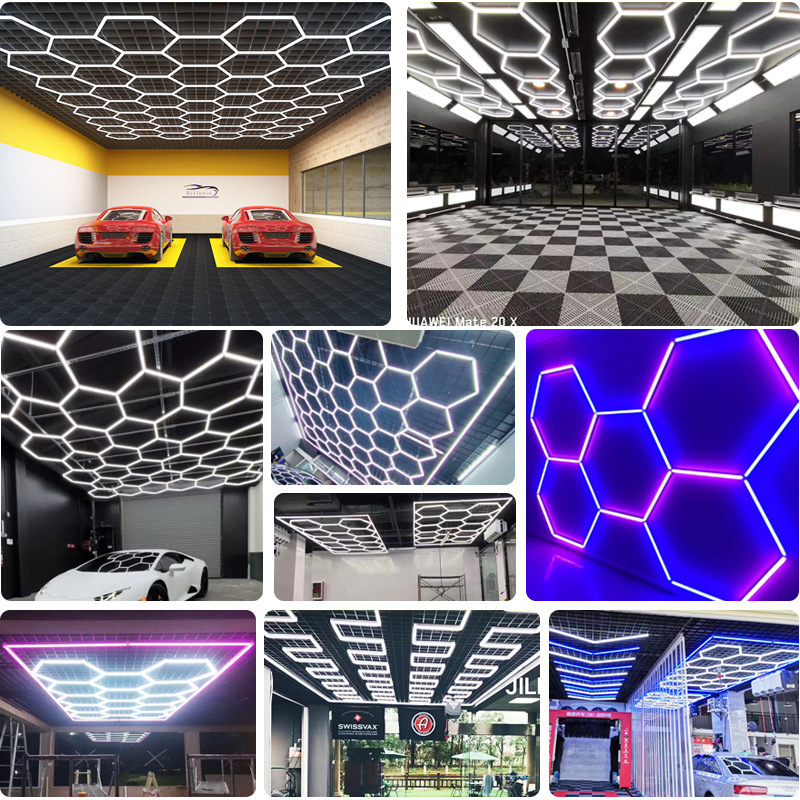 Hot sale Honeycomb Work Light Bar Car Wash Station 110V 220V Garage Ceiling Hexagonal honeycomb led light