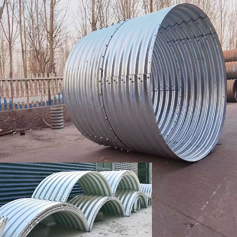 Half round corrugated galvanized steel plate culvert pipe shelter large diameter corrugated steel culvert pipe for drainage