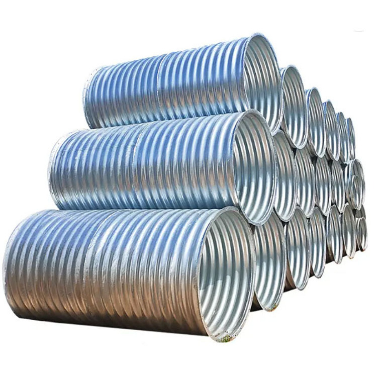 Two plates assembled corrugated armco drain rectangular pipe price half-round stainless galvanized steel corrugated pipe culvert