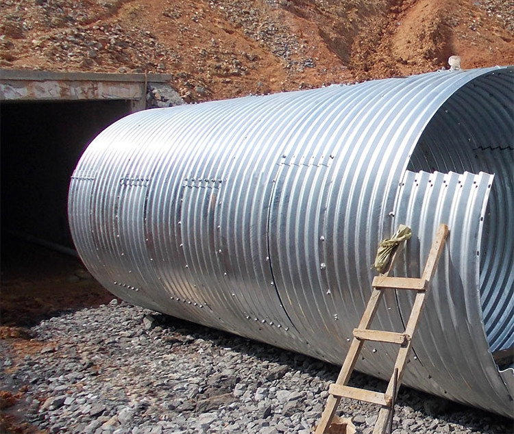 Two plates assembled corrugated armco drain rectangular pipe price half-round stainless galvanized steel corrugated pipe culvert