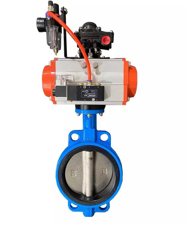 China valve 200mm Air Flow Control Cylinder Operated Butterfly Valve