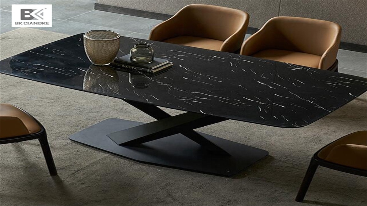 Modern black and white marble mirror mosaic coffee dining table