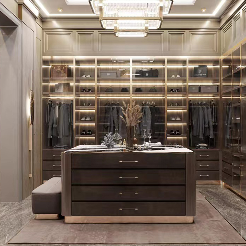 BKX modern walk-in closet center Island closet storage organization open custom wardrobe for home