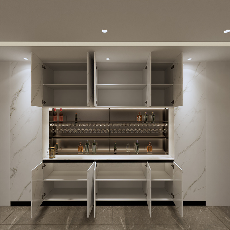 BKX Modern white ceramic kitchen cupboards aluminium cabinets island custom marble home furniture full set Italian cabinetry