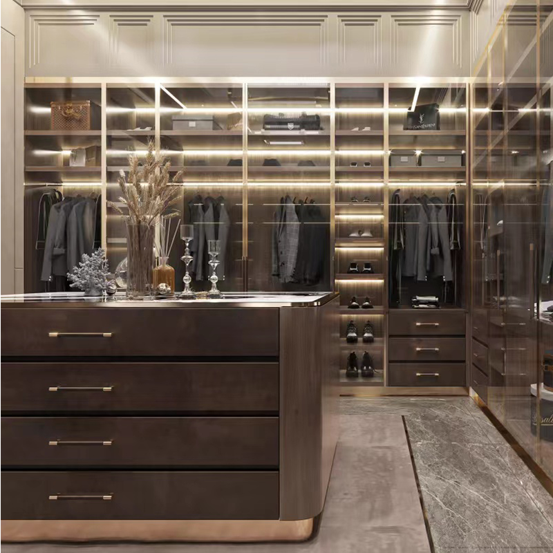 BKX modern walk-in closet center Island closet storage organization open custom wardrobe for home