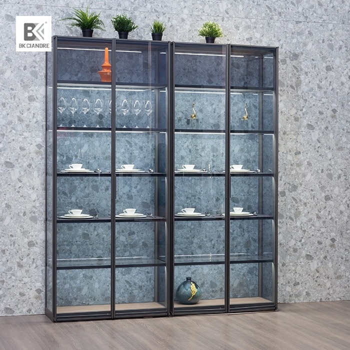 Black mirror glass display cabinet glass showcase for products display