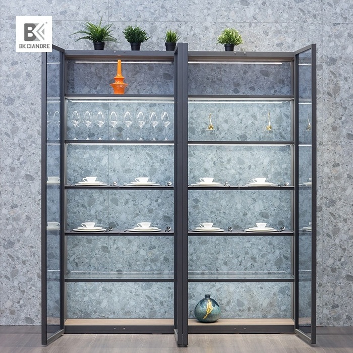 Black mirror glass display cabinet glass showcase for products display